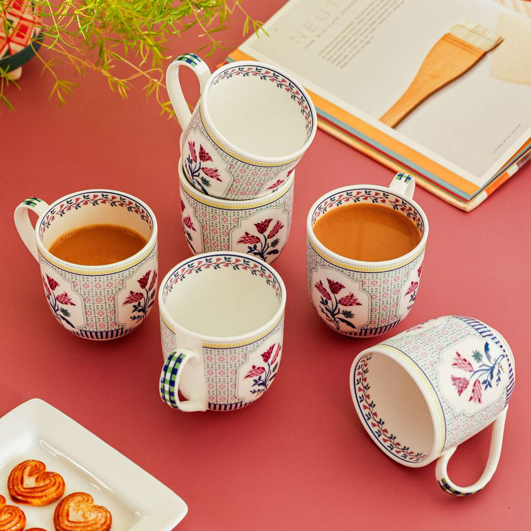 Bouquet Tulip Garden Porcelain Mugs | Set Of 6