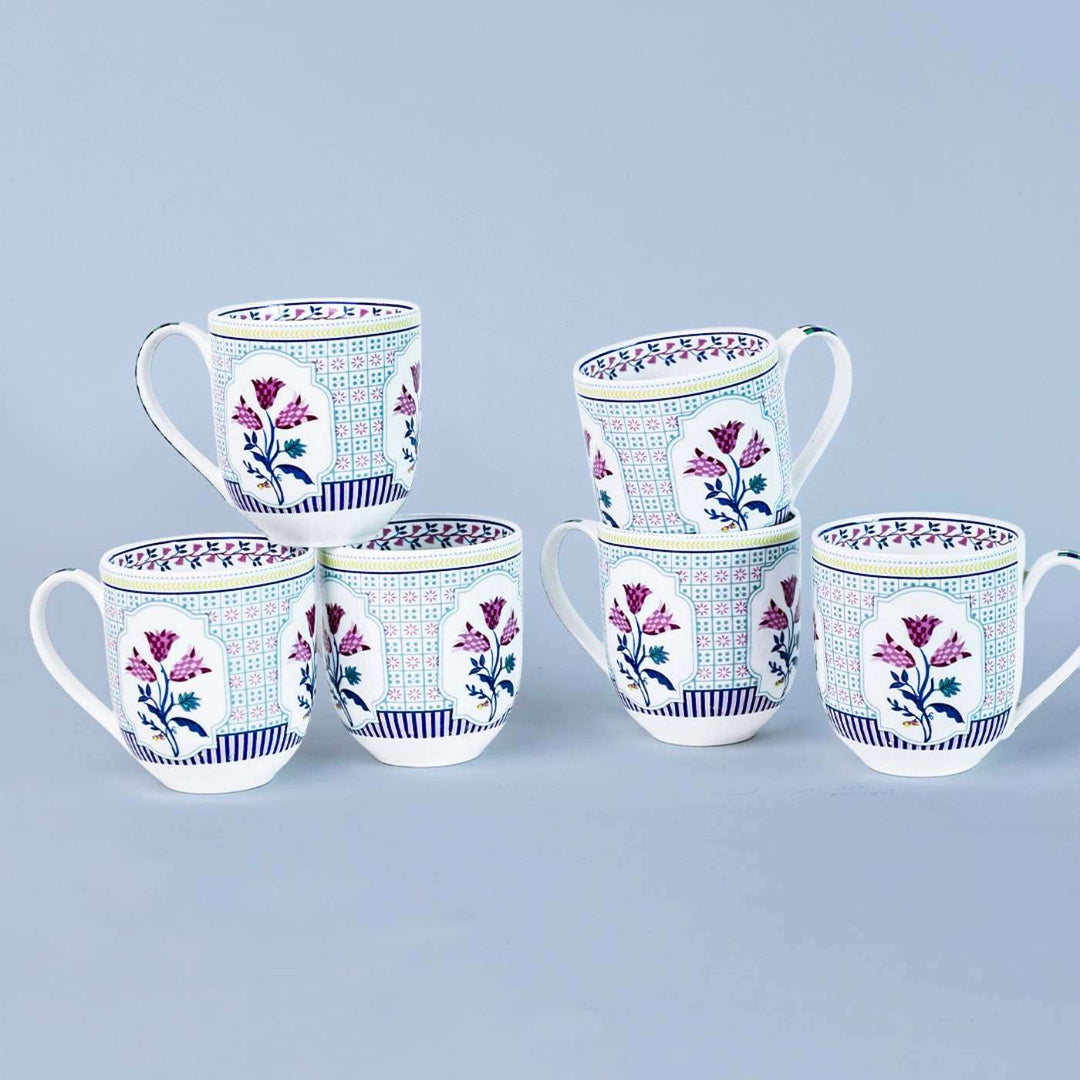 Bouquet Tulip Garden Porcelain Mugs | Set Of 6