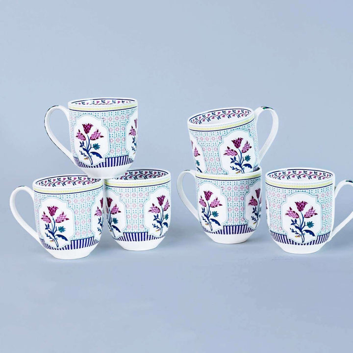 Bouquet Tulip Garden Porcelain Mugs | Set Of 6