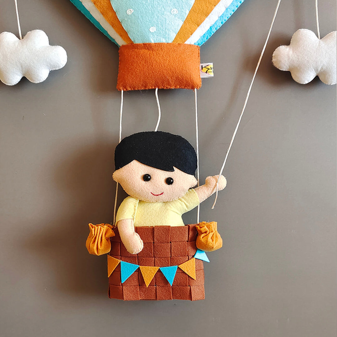 Hand-stitched Hot Air Balloon Felt Kids Nameplate