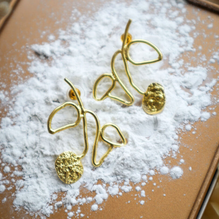 Handmade Branch Stud Brass Earrings