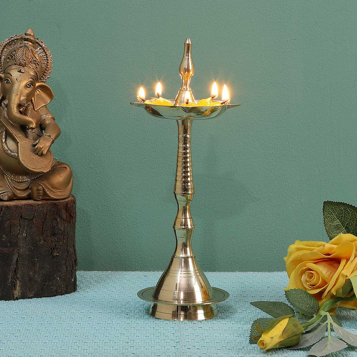 Handmade Large Kerala Brass Oil Lamp / Diya | Set of 2