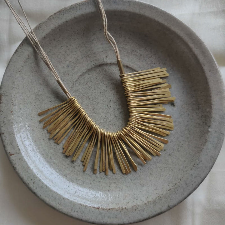 Handmade Spikes Design Brass Necklace