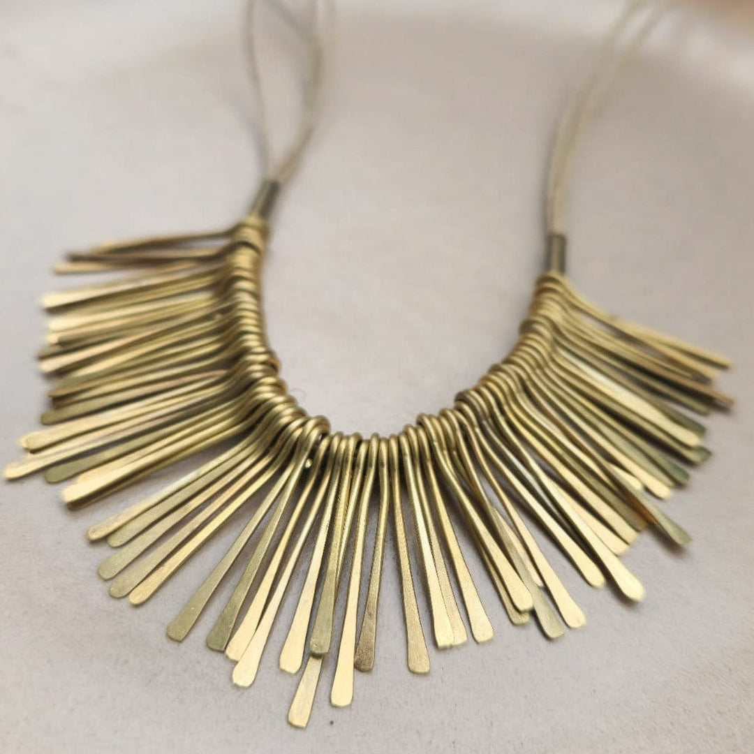 Handmade Spikes Design Brass Necklace