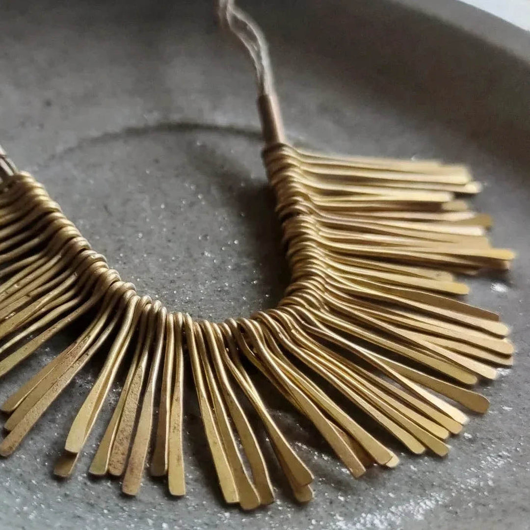 Handmade Spikes Design Brass Necklace