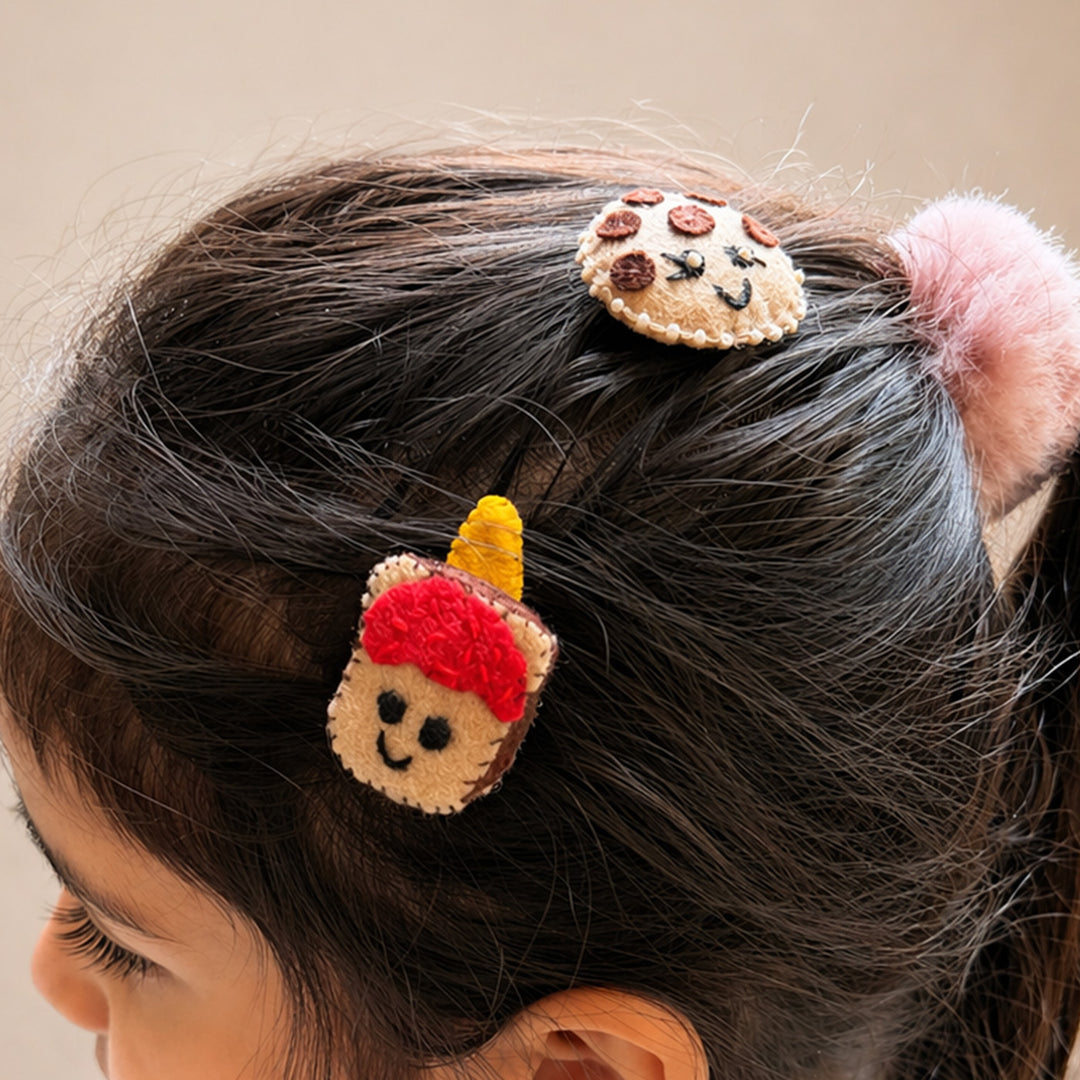 Handmade Bread, Cookie & Sun Hair Clips | Set of 3