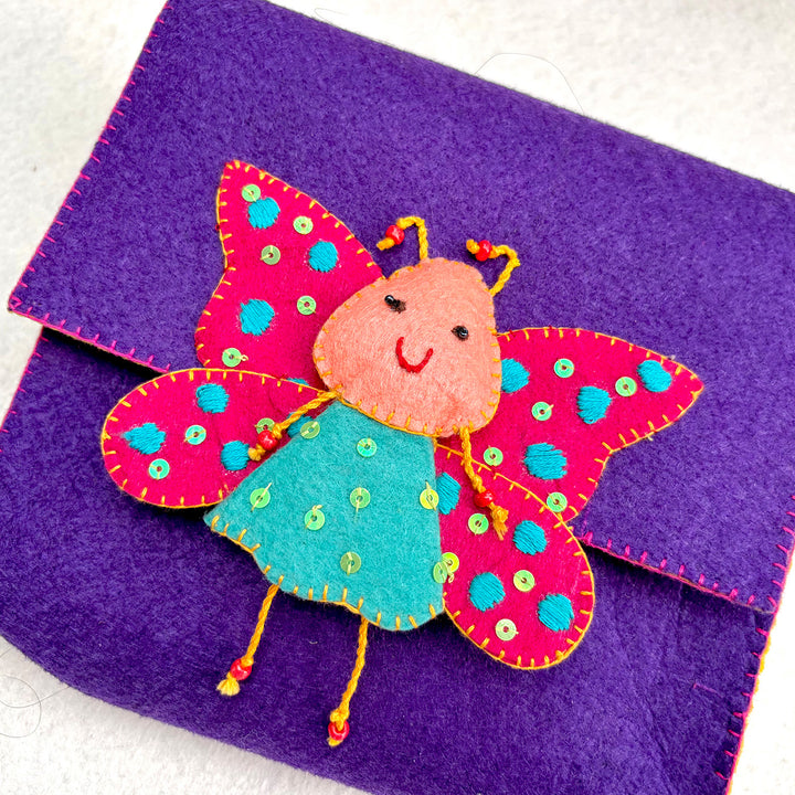 Handmade Purple Butterfly Sling Bag for Girls | 3+