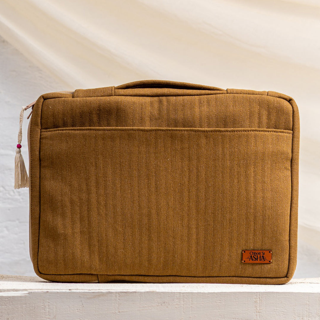 Handcrafted Brown Denim Sahiba Laptop Sleeve