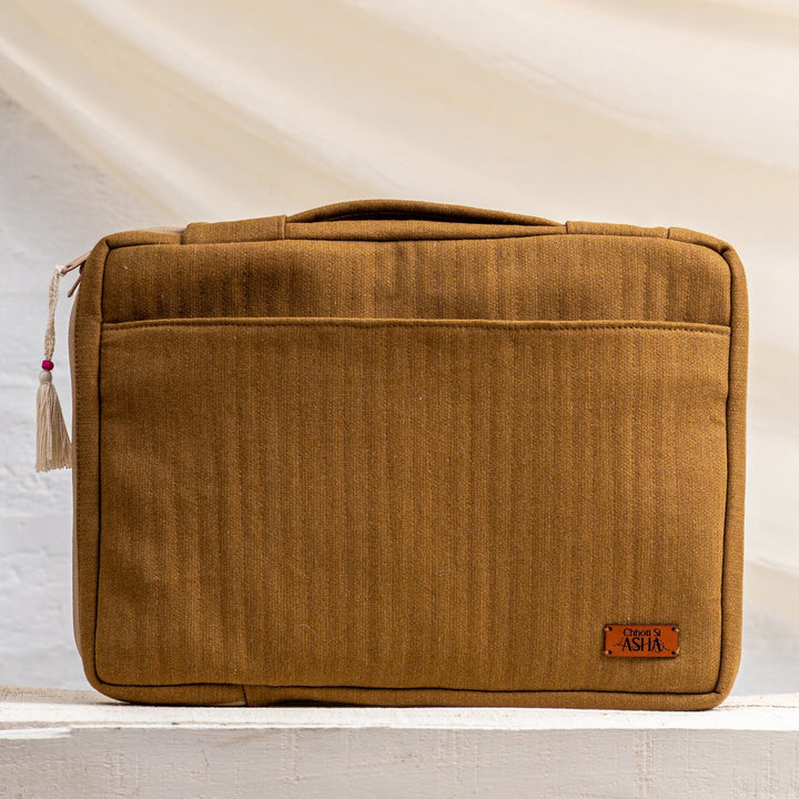 Handcrafted Brown Denim Sahiba Laptop Sleeve