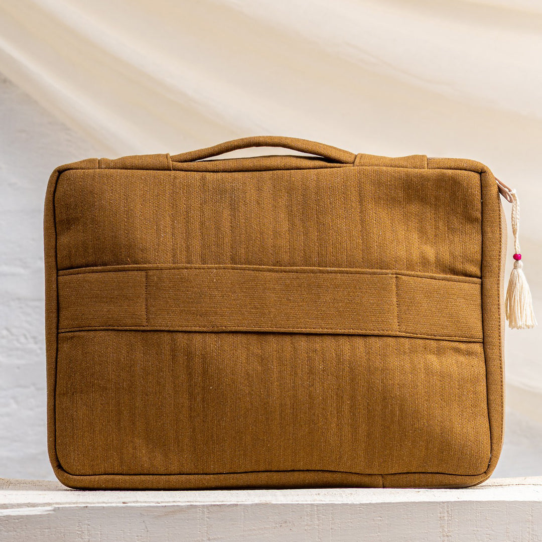 Handcrafted Brown Denim Sahiba Laptop Sleeve
