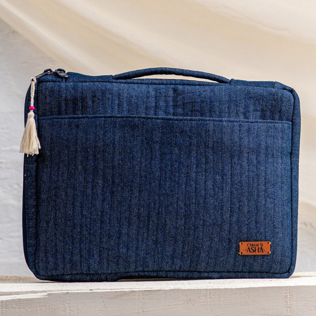 Handcrafted Dark Denim Sahiba Laptop Sleeve