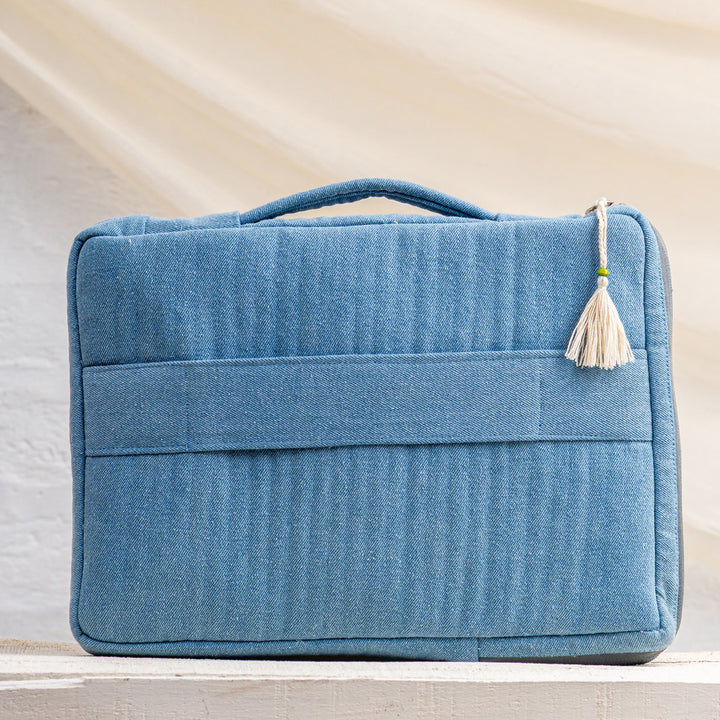 Handcrafted Light Blue Denim Sahiba Laptop Sleeve