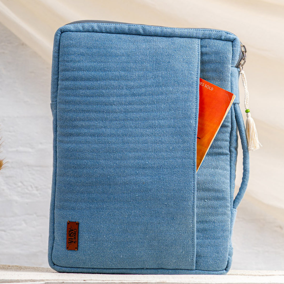 Handcrafted Light Blue Denim Sahiba Laptop Sleeve