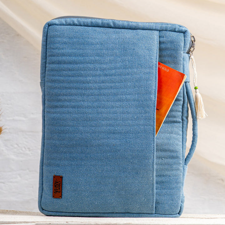Handcrafted Light Blue Denim Sahiba Laptop Sleeve