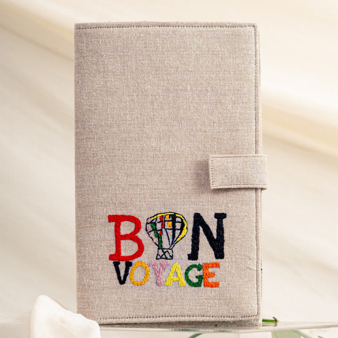Bon Voyage Linen Passport Holder