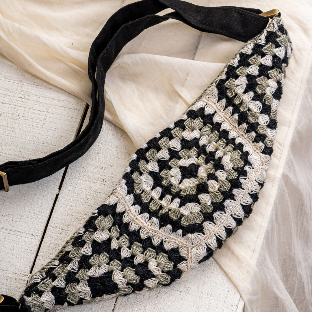 Monochrome Crochet Fanny Bag