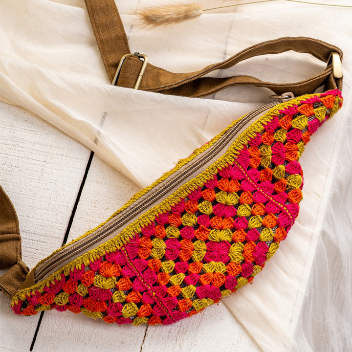 Sunset Theme Crochet Fanny Bag