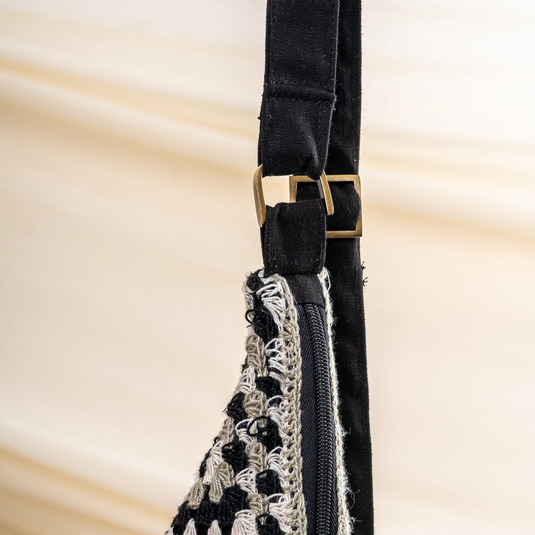 Monochrome Crochet Fanny Bag