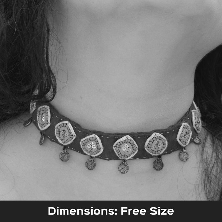 Grey Kaju Katli Silk Cotton Choker