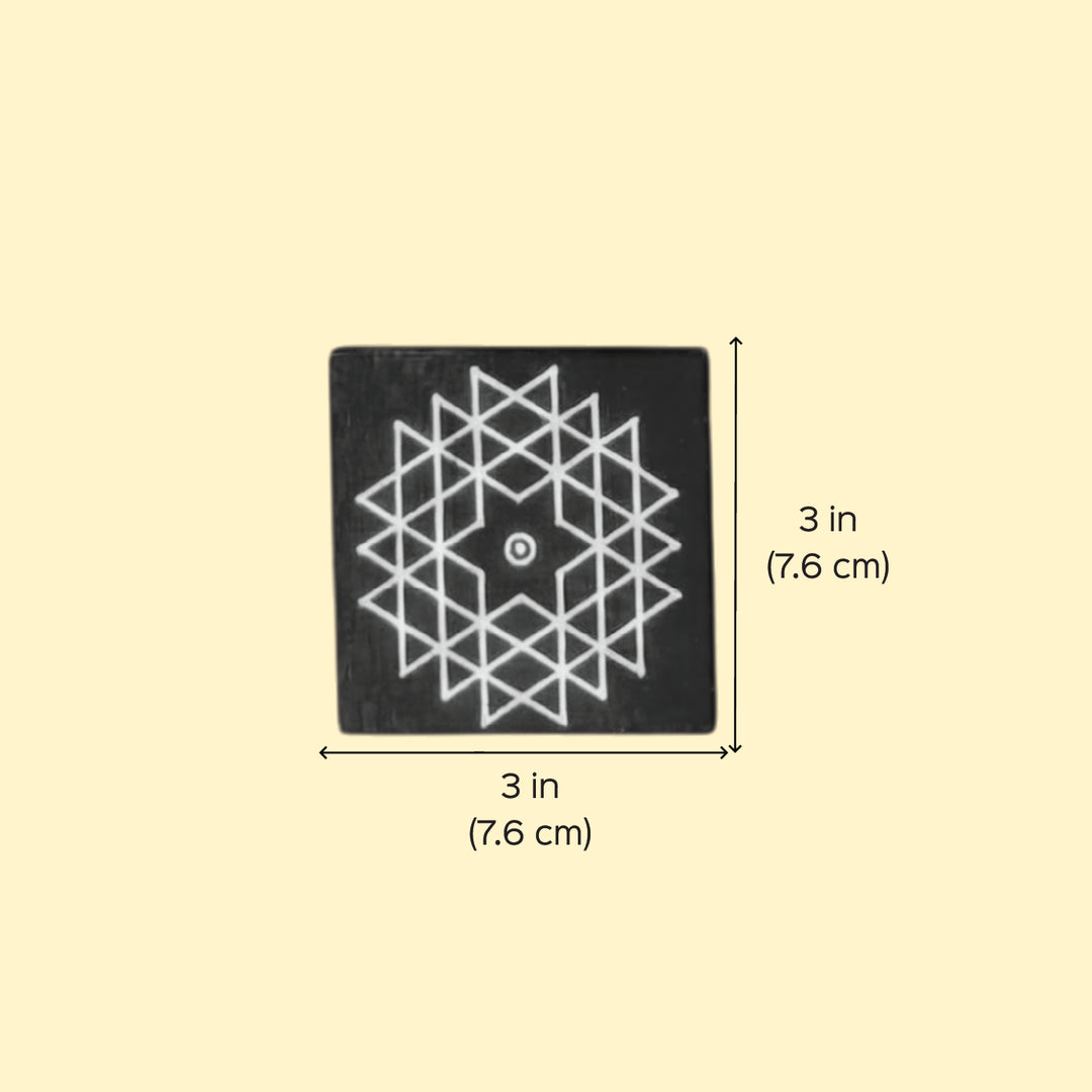 12 Pc | Traditional Kolam Wooden Fridge Magnet
