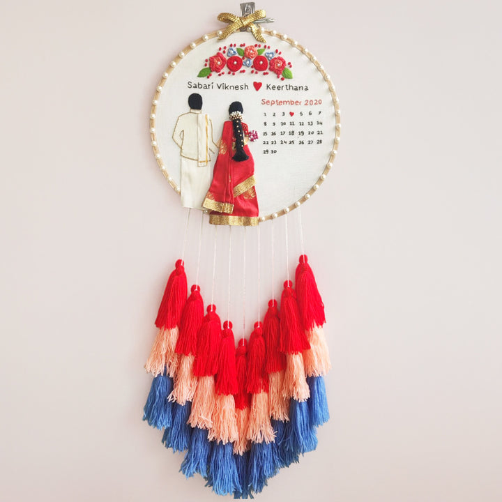 Personalized Embroidered South Indian Wedding Plaque With Tassels