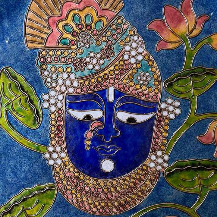 Handcrafted Srinathji Copper Enamel Wall Plate