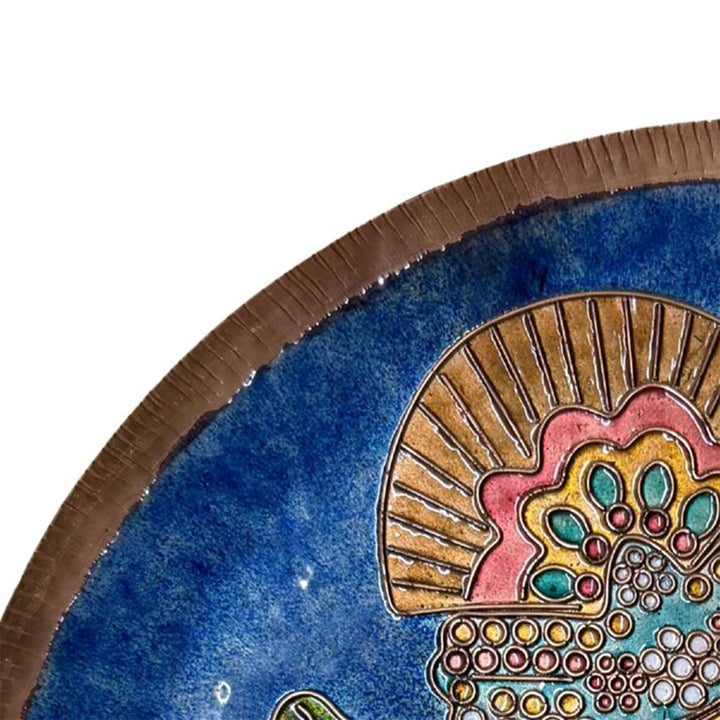 Handcrafted Srinathji Copper Enamel Wall Plate