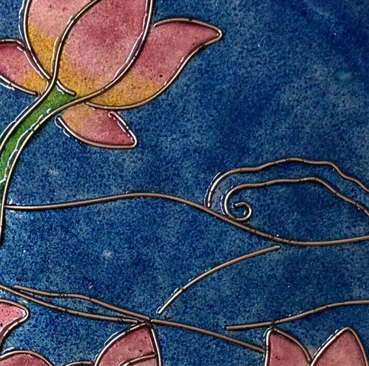 Handcrafted Ardha Kamal Talai Pure Copper Enamel 8 Inch Wall Plate