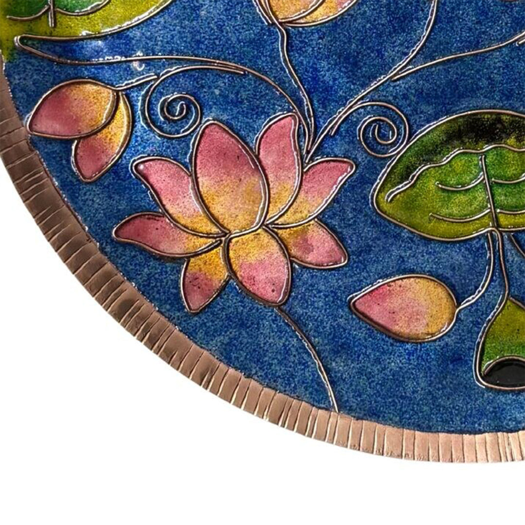 Handcrafted Kamal Talai Pure Copper Enamel 10 Inch Wall Plate