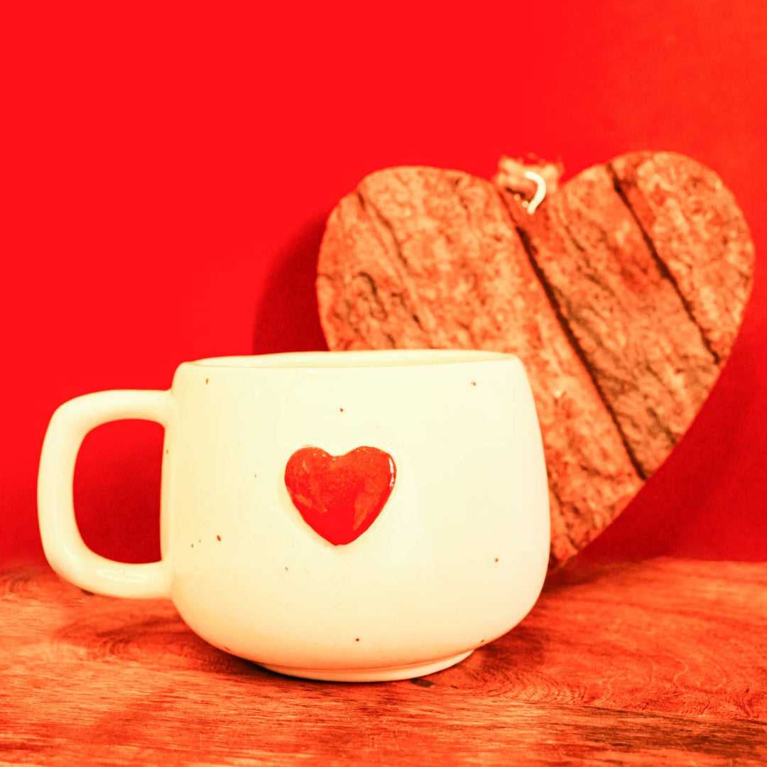 Handmade Love Theme White Ceramic Mug