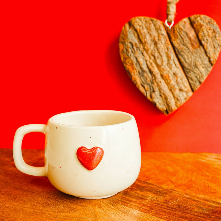 Handmade Love Theme White Ceramic Mug