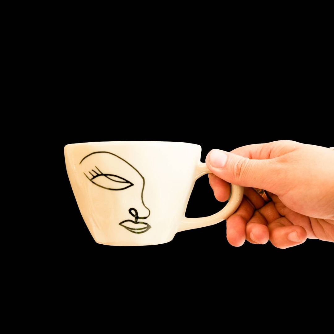 Handmade Abstract Ceramic Breakfast Set | Includes 1 Mug, 1 Bowl