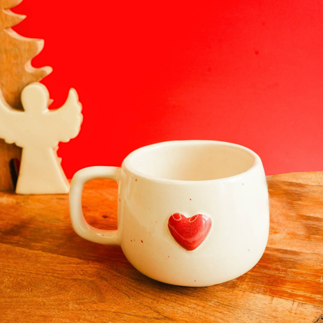 Handmade Love Theme White Ceramic Mug