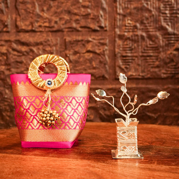Blissful Diwali Gift Hamper | Includes 1 Hershey's Chocolate, 2 Hangings, 1 Nazar Battu, 1 Candle, 1 Nariyal, 1 Tulsi, 1 Bell, 1 Diwali Card, 1 Gift Box