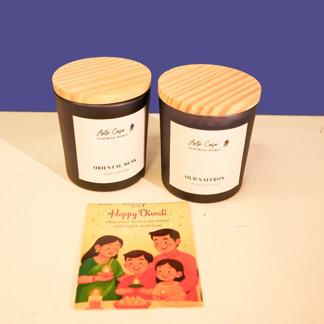 Sips & Sparks Diwali Gift Hamper | Includes 2 Coffee Mugs, 2 Hangings, 2 Candles, 1 Diwali Card, 1 Gift Box