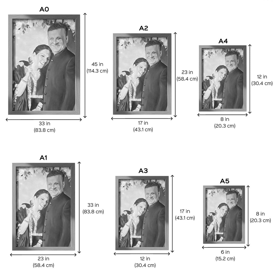 Photo Personalized Hand Painted Portrait With Premium Wooden Frame