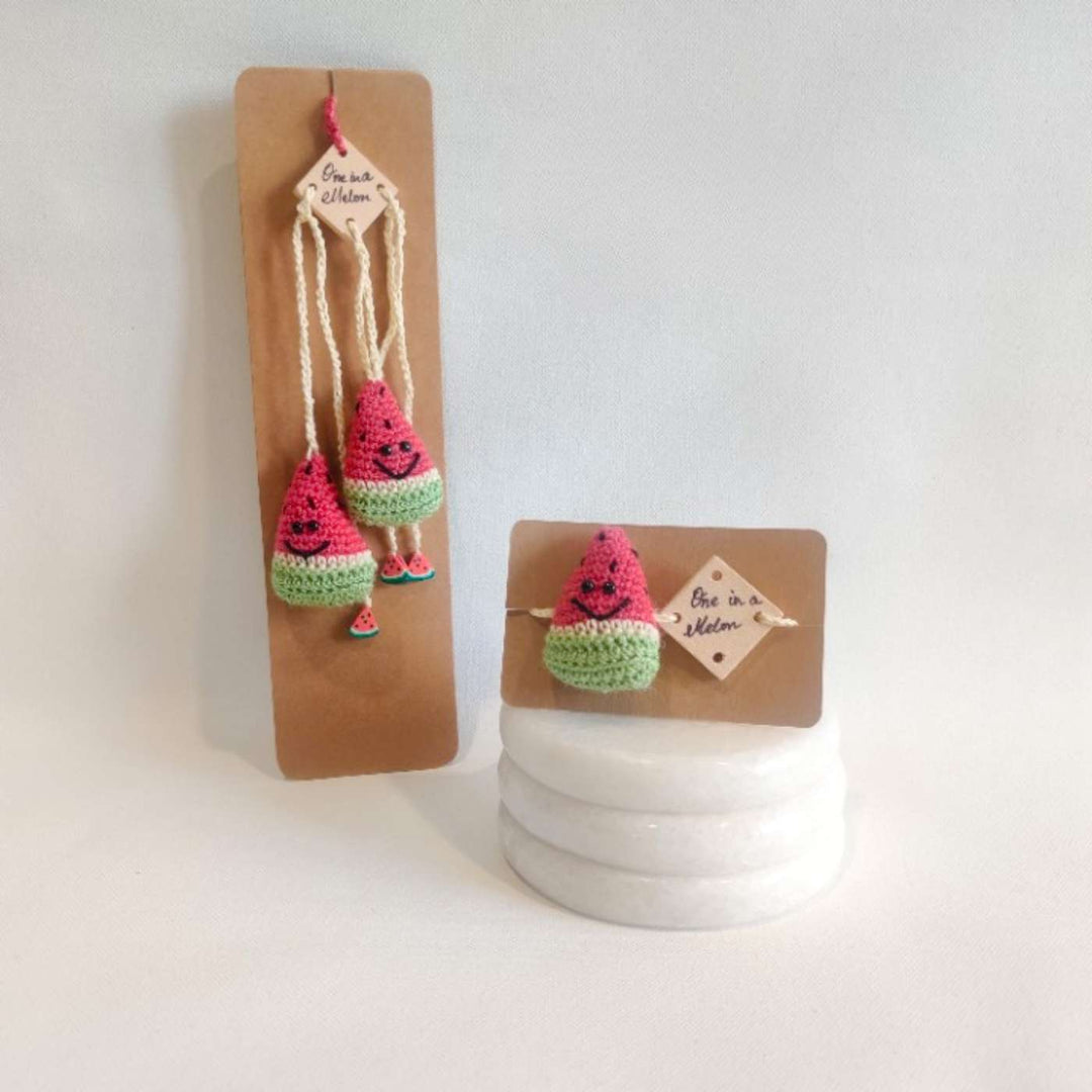 Handmade Crochet One in a Melon Kids Rakhi With Roli Chawal