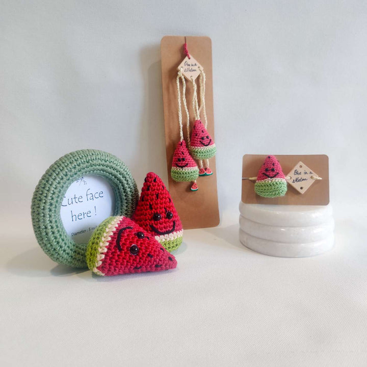 Handmade Crochet One in a Melon Kids Rakhi With Roli Chawal