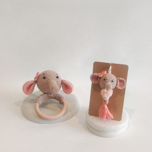 Handmade Crochet Dumbo Rattle Rakhi Gift For Siblings