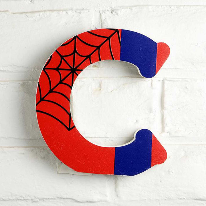 Handmade Spiderman Theme MDF Wood 3D Wall Letter For Kids - C