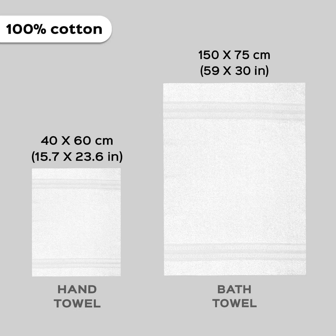 White Embroidered 100% Cotton Towel | Set of 2