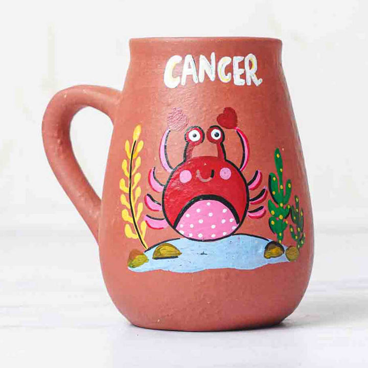 Personalized Hand-painted Cancer Zodiac Sign Terracotta Mug
