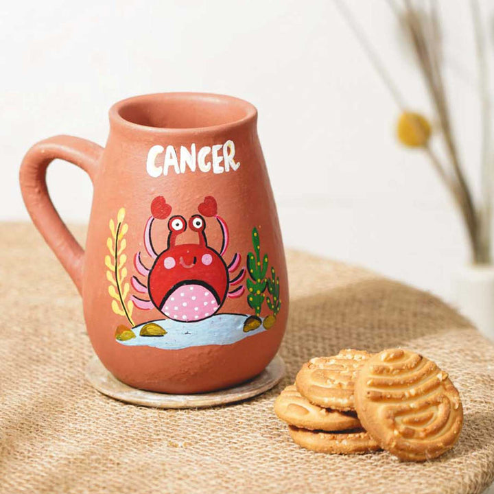 Personalized Hand-painted Cancer Zodiac Sign Terracotta Mug