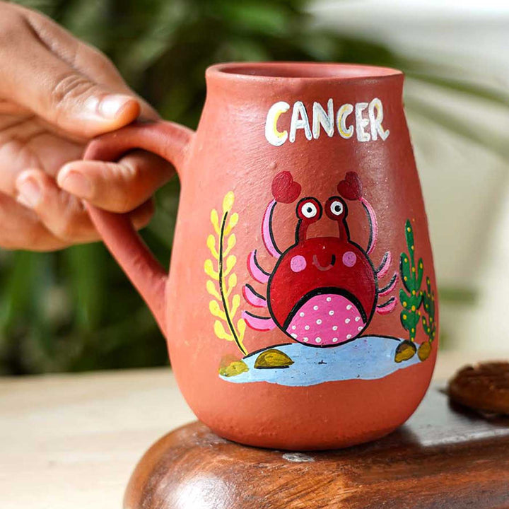 Personalized Hand-painted Cancer Zodiac Sign Terracotta Mug