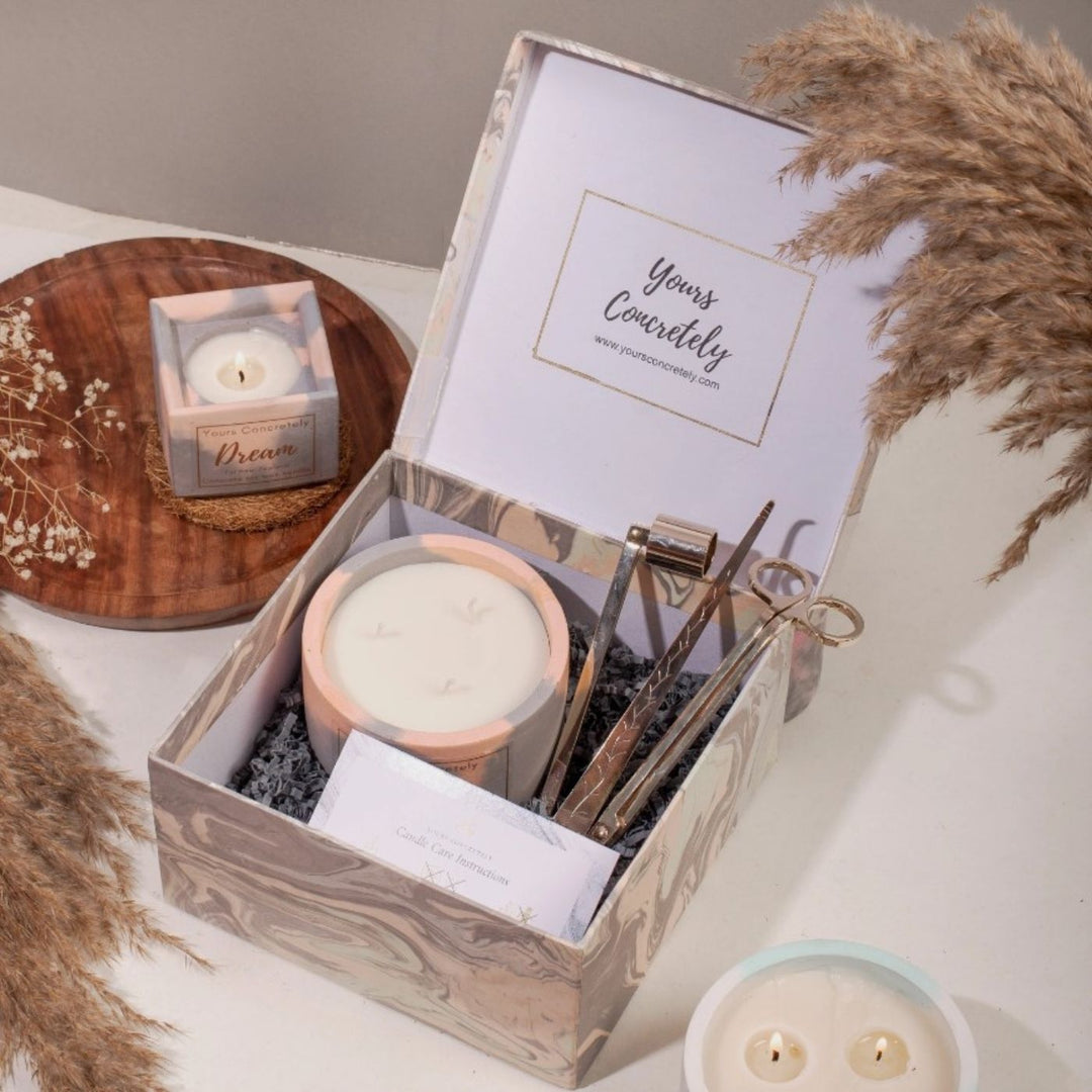 Soy Wax Concrete Jar Scented Candle & Tools Hamper