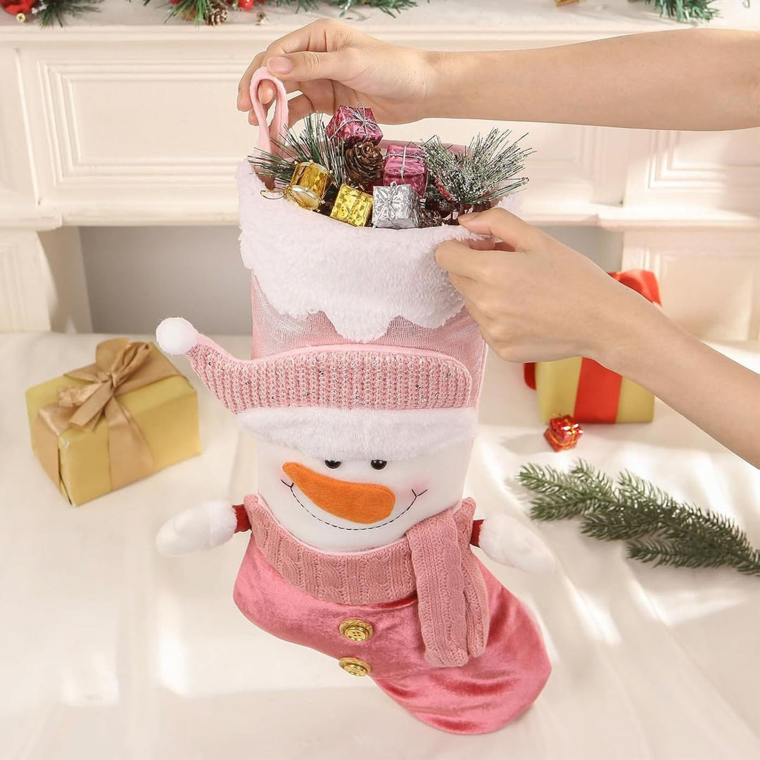 Personalized Handmade Candy Blush Snowman Stocking