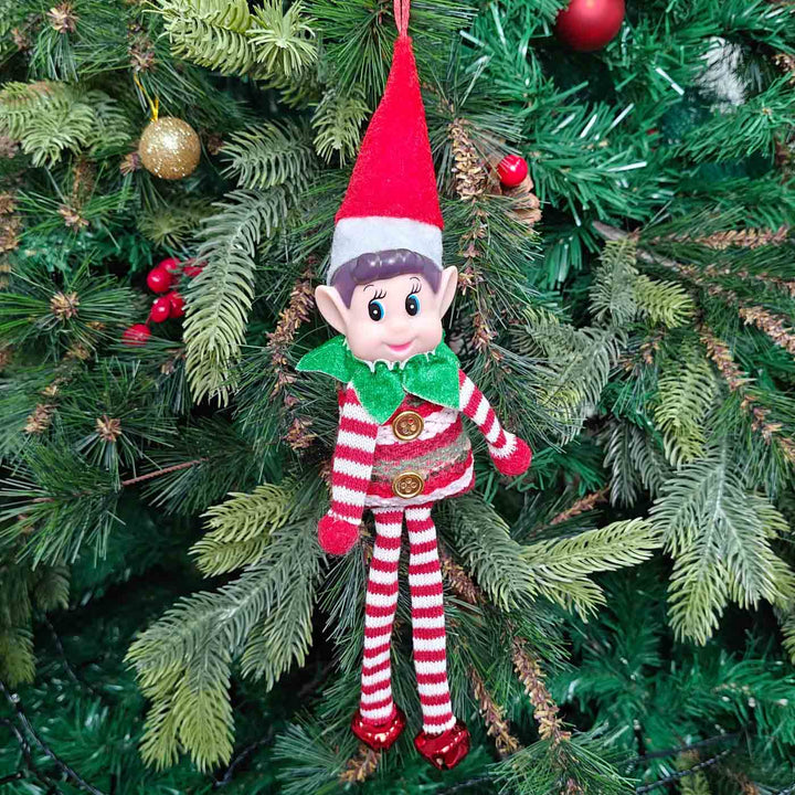 Handmade Candy Cane Elf Crimson Ornament