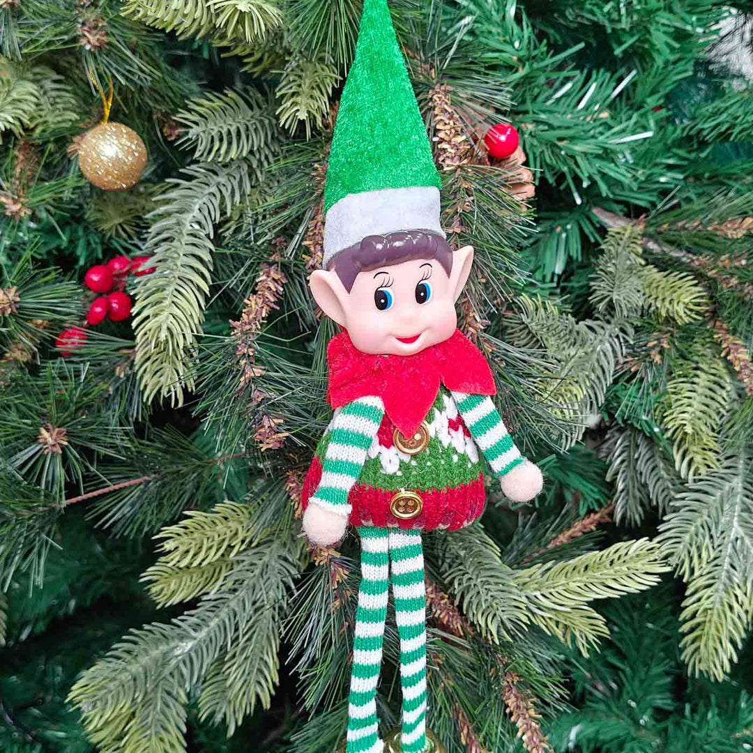 Handmade Candy Cane Elf Emerald Ornament