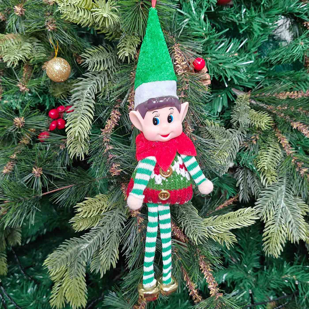Handmade Candy Cane Elf Emerald Ornament