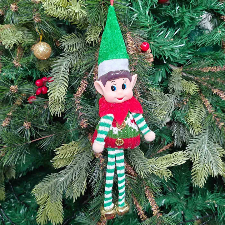 Handmade Candy Cane Elf Emerald Ornament